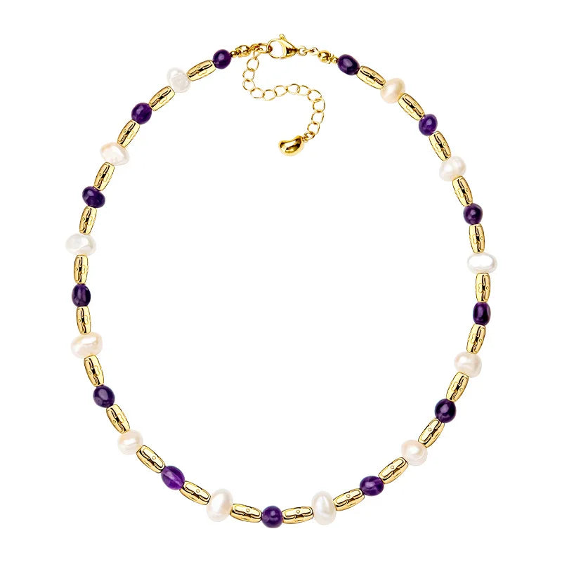 Pearl Necklace Jewelry Fashion Natural Stone Waterproof Design Jewelry Pearl Beaded Chocker Necklace