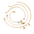 J&D Ocean 18K Gold Plated Stainless Steel Evileye Bracelets Set Starfish Shell Charm Bracelets for Women Trendy for Holidays