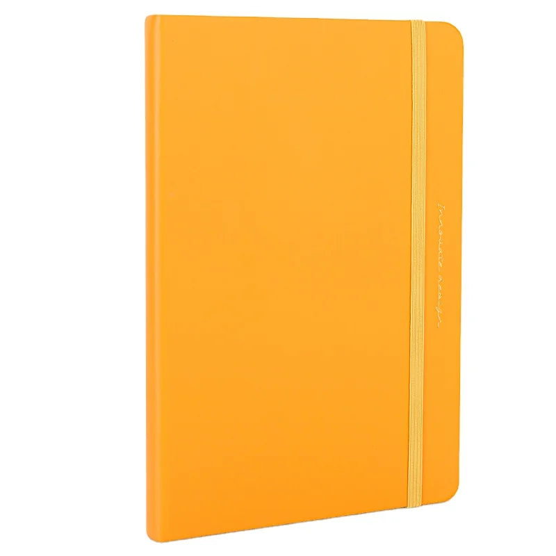 Deli 22295 Orange Binding Strap Leather Cover Notebook 25K 96sheet Minute Book of Business Meeting for Gift 64pcs Per Carton Set