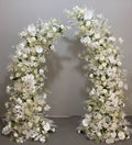 Wedding Horn Arch Silk Rose Flowers Wedding Backdrop Flowers with Stand Artificial Flowers Arch