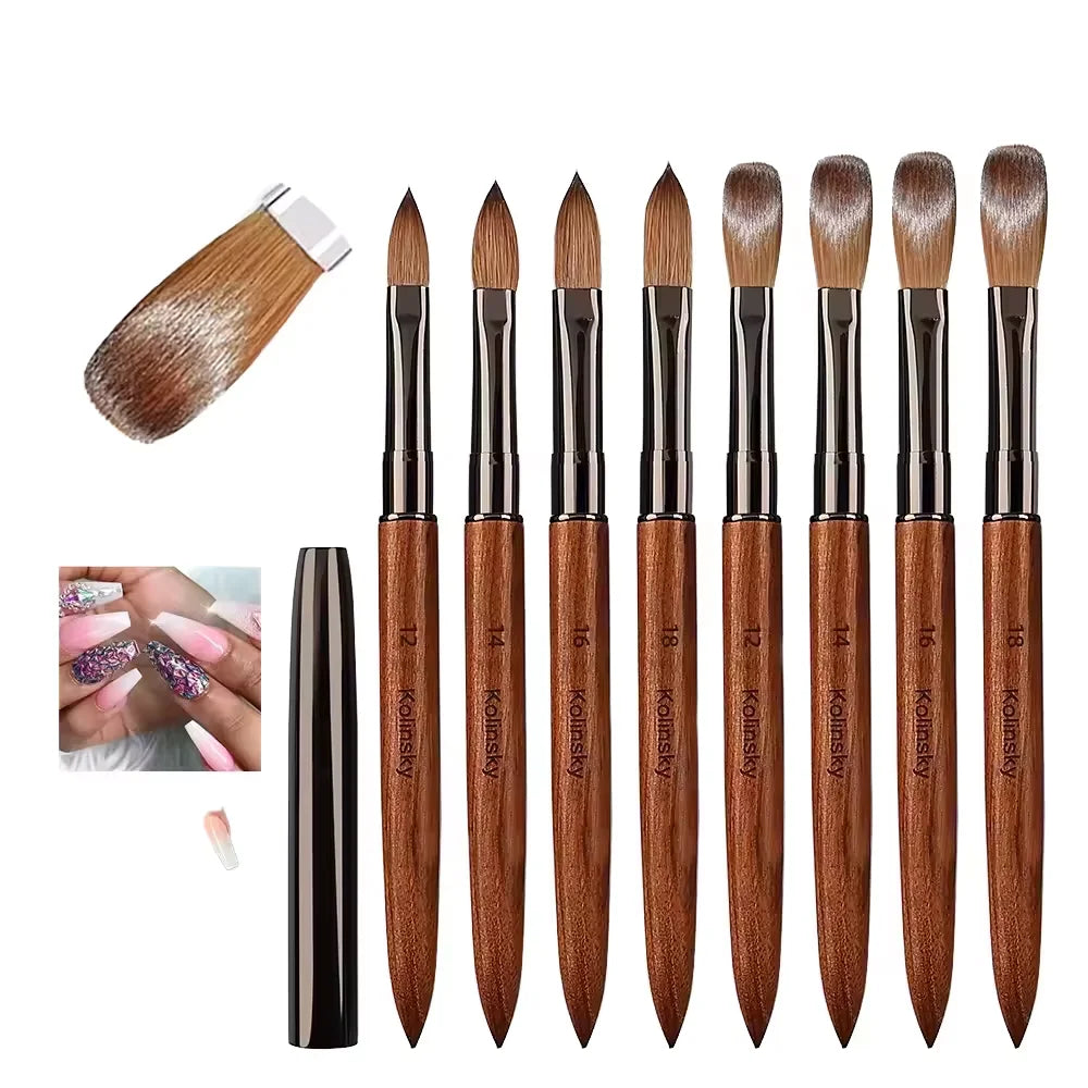 Wholesale Popular Nail air Brush Factory Wholesale Wooden Handle 100% Pure Kolinsy Hair Nail Brush Sest Nail Art Brush