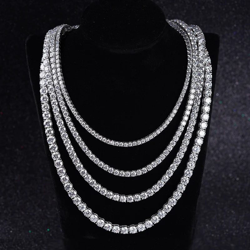 3mm 4mm 5mm 6mm Silver 925 DEF GH Vvs Moissanite Stone Necklace Tennis Chain