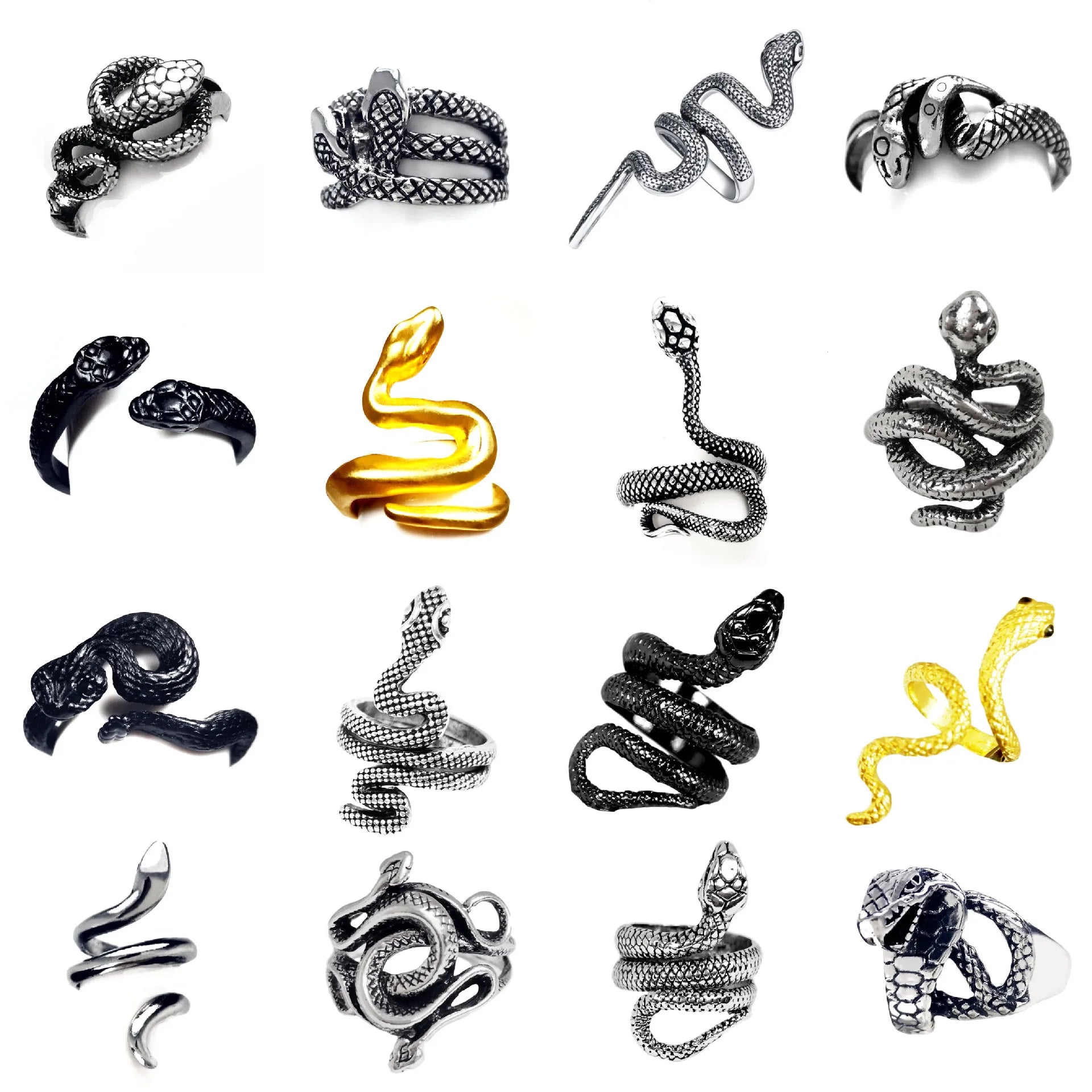 Wholesale Alloy Fashion Unique Snake Shape Silver Ring