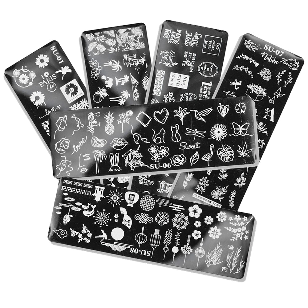 Retro Popular Flowers Butterflies Cats Pets Christmas and Other Multi-element Nail Art Templates Nail Stamping Plate