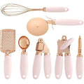7-Piece Eco-Friendly Food Safe Stainless Steel Kitchen Utensil Set with Silicone Handles and Accessory Tool Kit