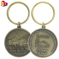 Factory Wholesale Luxury 3D Metal Keychain with Waterproof Acrylic Silk Screen Printing Custom Logo for Souvenirs