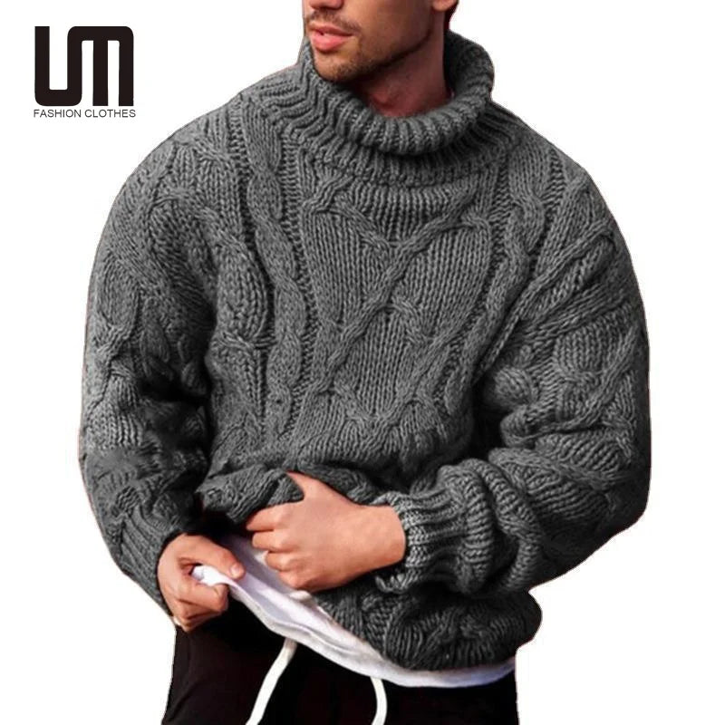Liu Ming Customized Fashion Winter Men Clothes Warm Slim Fit Solid Color Pullover Long Sleeve Knitted Sweaters