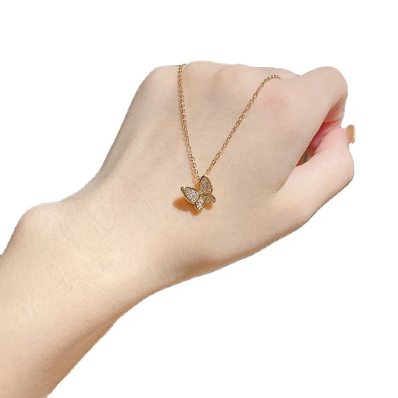 Jewelry Necklace Stainless Steel 2021 Hot Sale Fashion Custom Butterfly High Quality Woman Gift Gold Plated Trendy Children's