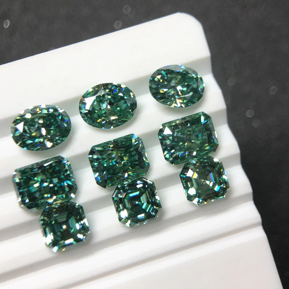 Loose Moissanite 1ct 2ct 3ct 5ct Round  Oval Radiant  Asscher Trillion Marquise Heart Emerald Cut Natural Green Moissanite Stone
