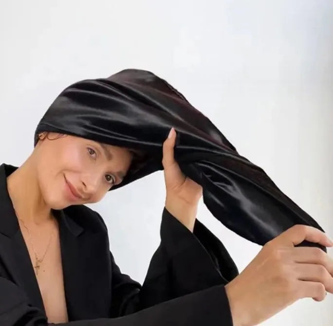 Over Large Satin Wrapped Microfiber Hair Towel Fast Dry Curly Hair Wraps for Women