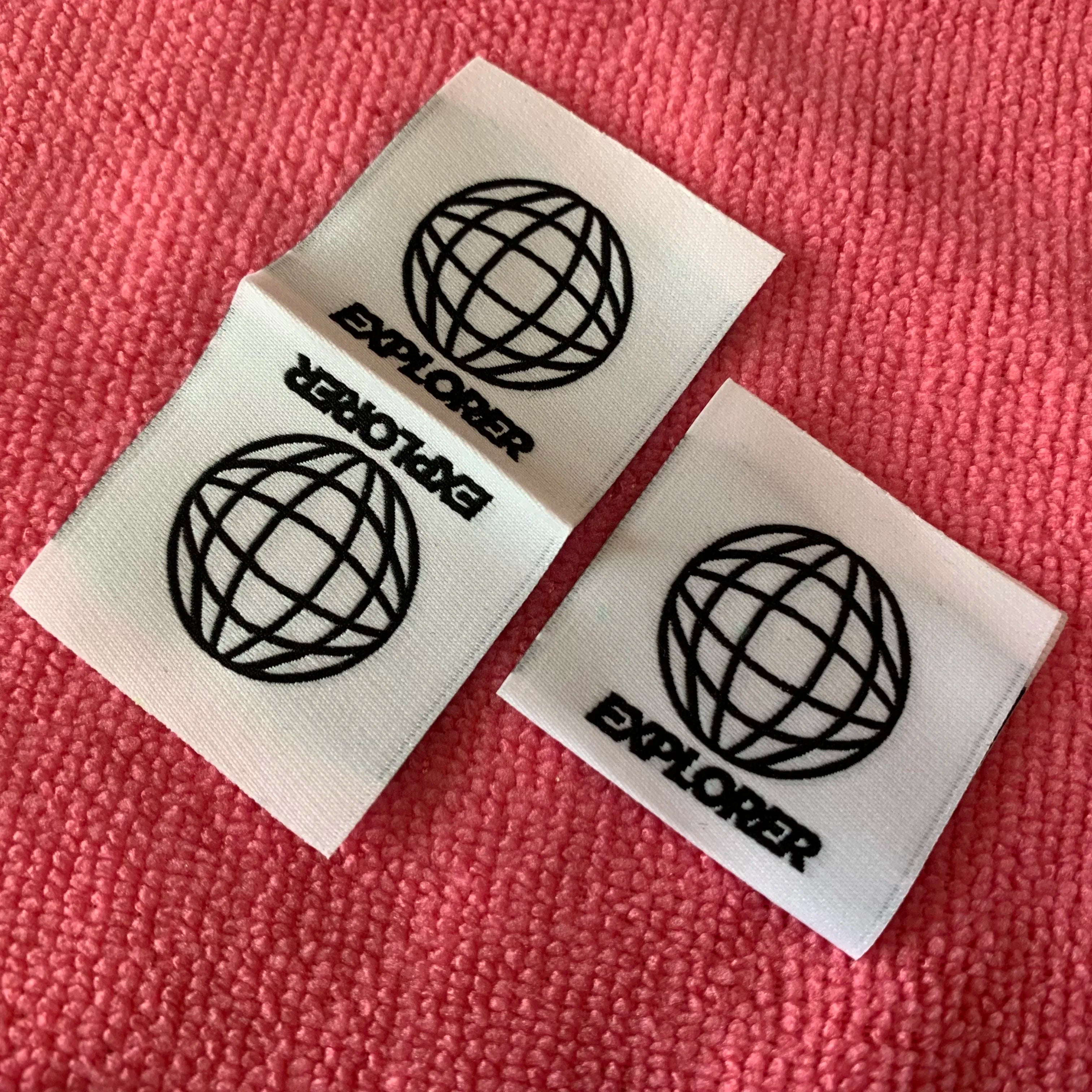 Clean White Both Sides logo Soft Woven Labelhigh Density Fabric Clothing Label for Toys