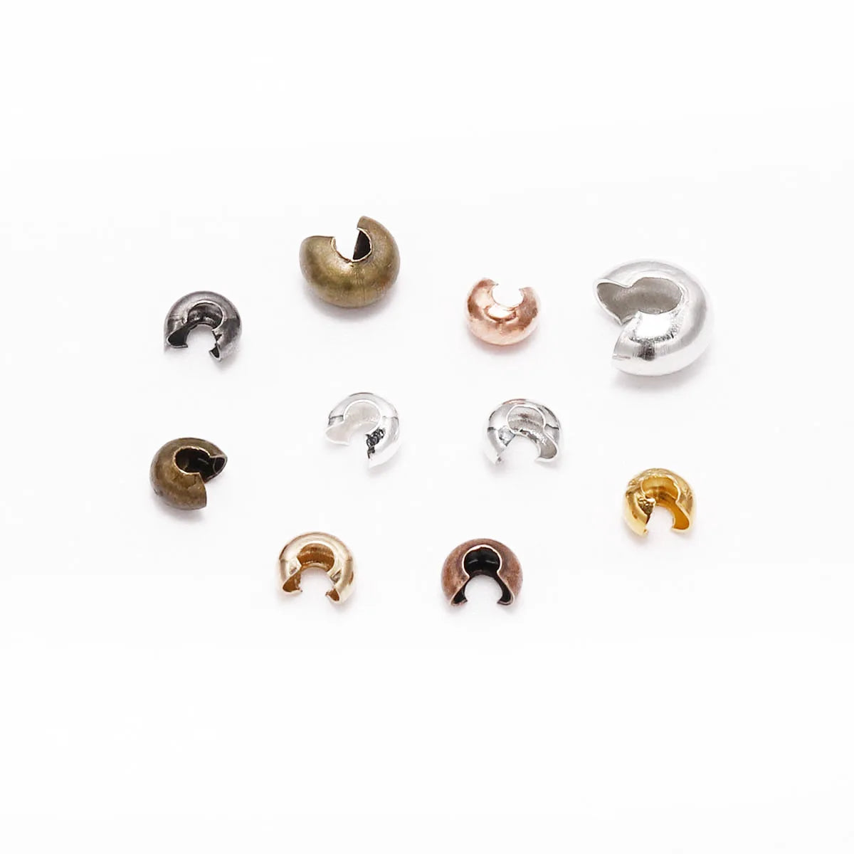 100pcs/Pack Custom Jewelry Accessories C-shaped Alloy Zipper Open Bead Positioning Clamp Crimp Cover Beads