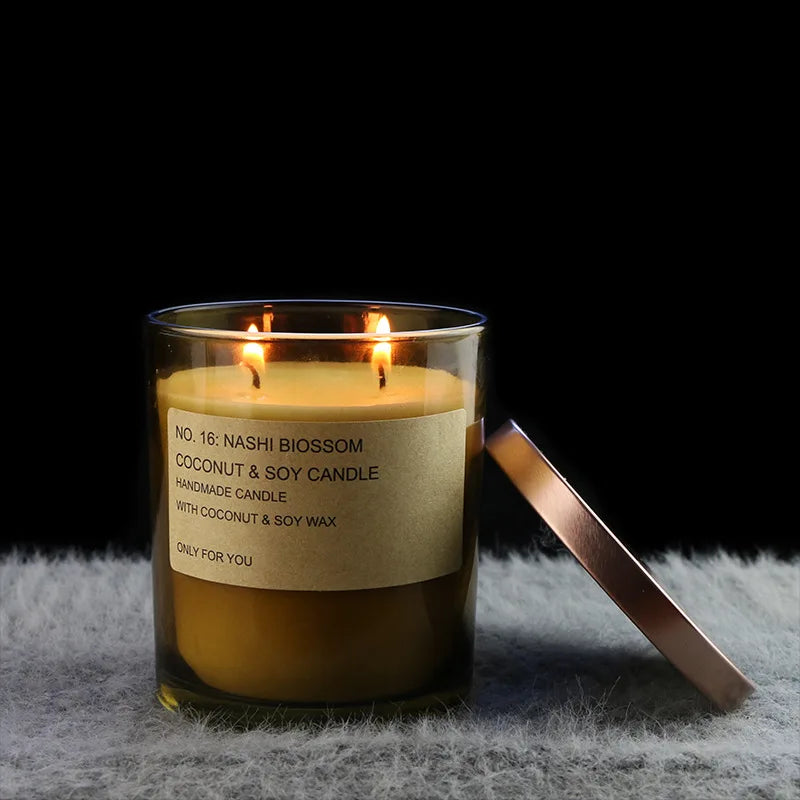 AIKUN Luxury Handmade Home Decorative Aromatherapy Candle Personalized Label Amber Glass Jar Scented Soy Wax for Diwali Easter