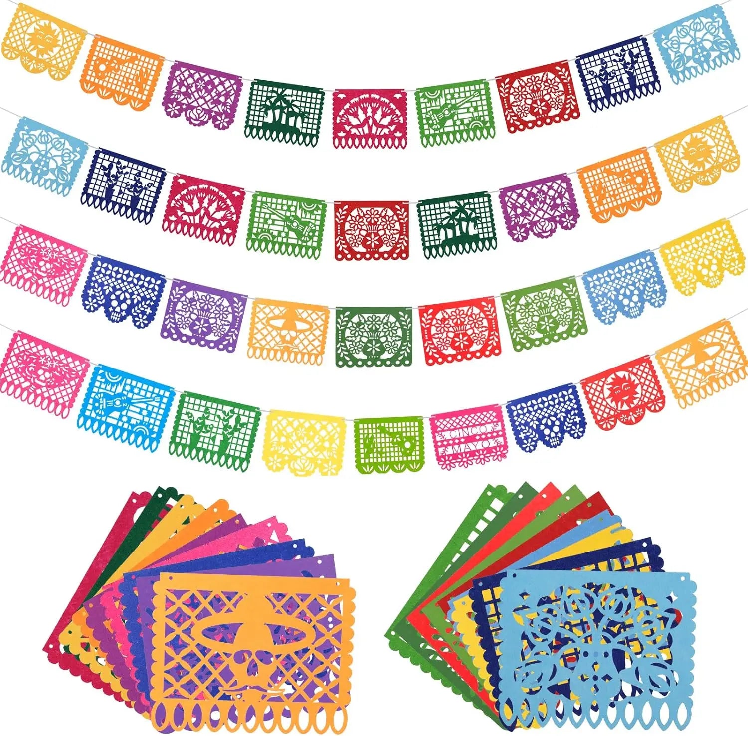 Custom Day of Dead Papel Picado Dia De Los Muertos Garland Flag Felt Taco Party Decorations Mexican Fiesta Banners