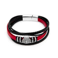 Daili Two-tone Braided Red and Black Bracelet for Men Leather Bracelet with Silver Magnetic Closure Tree of Life Pendant