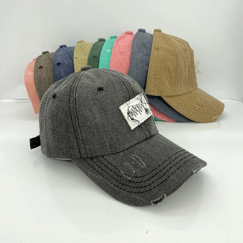 Wholesale Custom Distressed Baseball Cap Adjustable 100% Polyester Dad Hat with Custom Logo Woven Label Pattern