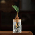 Mountain Design  Glass Terrarium Hydroponic Plant Bottle Planter with Wooden Cork Lid for Water Plant Planting