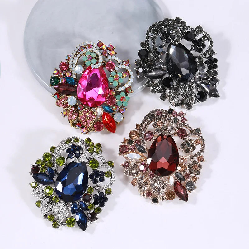 Hot Sale Jewelry Accessories Boho Style Crystal Brooch Pins Large Acrylic Brooches for Wedding