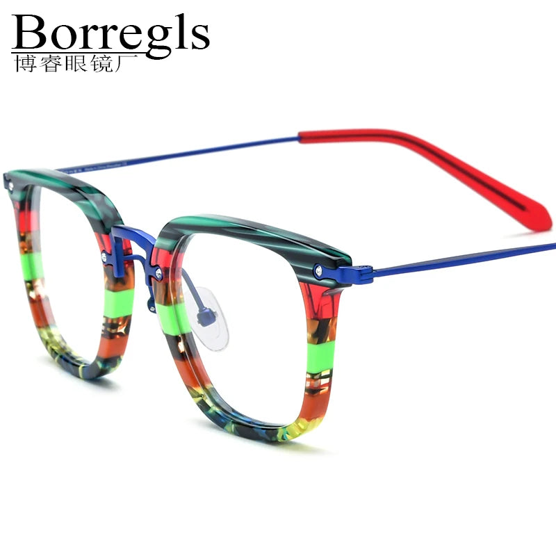 Borregls Acetate Titanium Glasses Frame Women 2025 New Brand Designer Square Eyeglasses Men Spectacle Optical Eyewear 185791