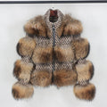 OFTBUY 2025 New Real Fur Coat Winter Jacket Women Natural Fox Raccoon Fur Weave Wool Fabric Stand Collar Plaid Outerwear