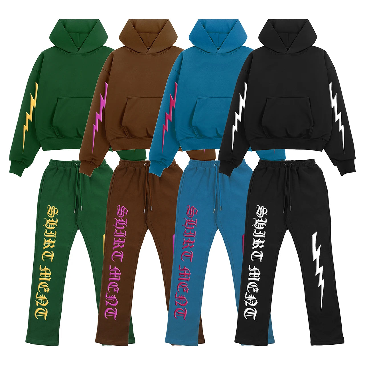 Autumn Sport Street Casual Hoodie and Sweatpants Set Custom 3D Puff Print French Terry Cotton Heavy Hoodie Set