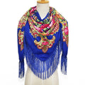 Traditional Ukrainian Russian Floral Shawl Wrap Square Autumn Scarf with Fringes Gift