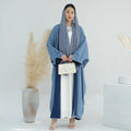 Abaya Manufacturer Soft Fabric Two Tone Open Abaya Wholesale Muslim Long Sleeve Cardigan Splicing Two Sides for Women Dress