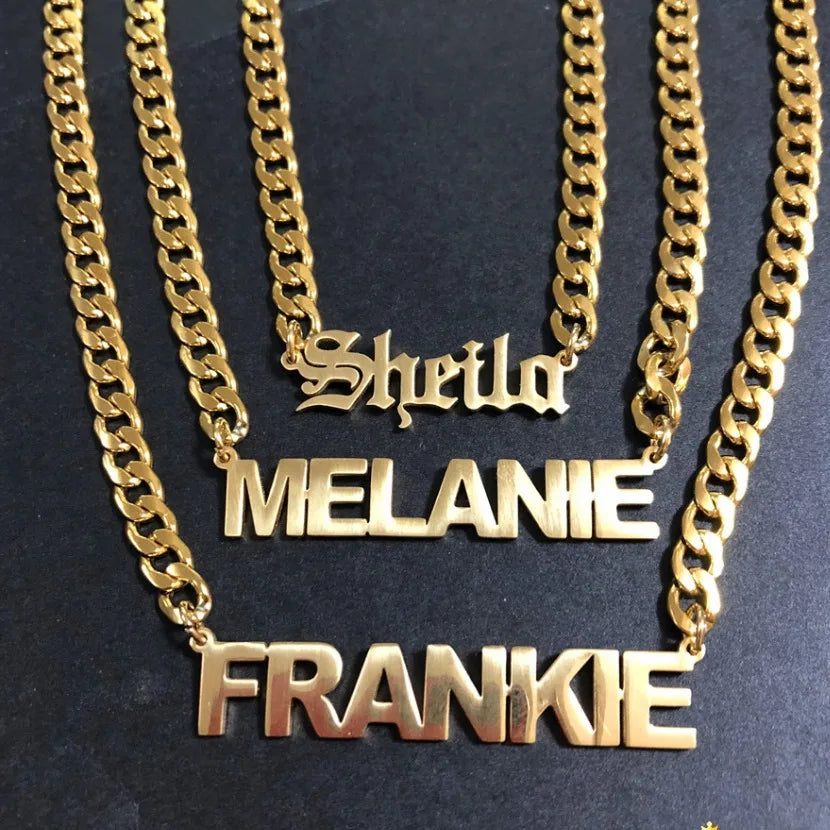 Connect Custom Necklace Stainless Steel Ins European and American Number Name Necklace Male and Female Letter Hip Hop Pendants