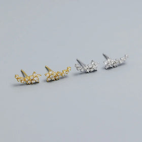Fancy Mini Earring 925 Sterling Silver Gold/Silver Shinny Zircon Flower Stud Earrings