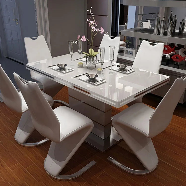 Luxury Extendable Marble Dining Table 8 Seat and Chair Set with Storage for Hotel Use Room Furniture