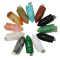 100% Natural Stone Bullet Pendant Necklace Crystal Stone Stainless Steel Hexagonal Pendant for Men and Women Gemstone Pendants