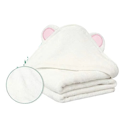 White Organic Bamboo Cotton Hooded Bath Towel for Kids Quick-Dry Home Pattern Custom Logo Comfortable Kids' Size