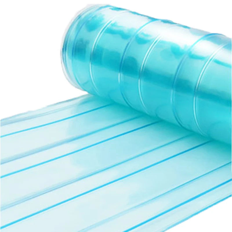Cold Room Door PVC Strip Curtain 20cm Width 2mm Thickness Light Blue Transparent Waterproof Low Temperature Resistance