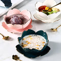 Sakura Shaped Ceramic Dessert Bowl and Plate Set Fruit Ice Cream Cubilose Syrup Soup Bowls Kitchen Tableware Restaurant Cutlery