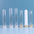 Food Grade Laboratory 30ml 40ml 45ml 50ml 55ml 60ml clear PET Lab Plastic Test Tube With Screw Aluminum Silver or Gold Cap/Lid