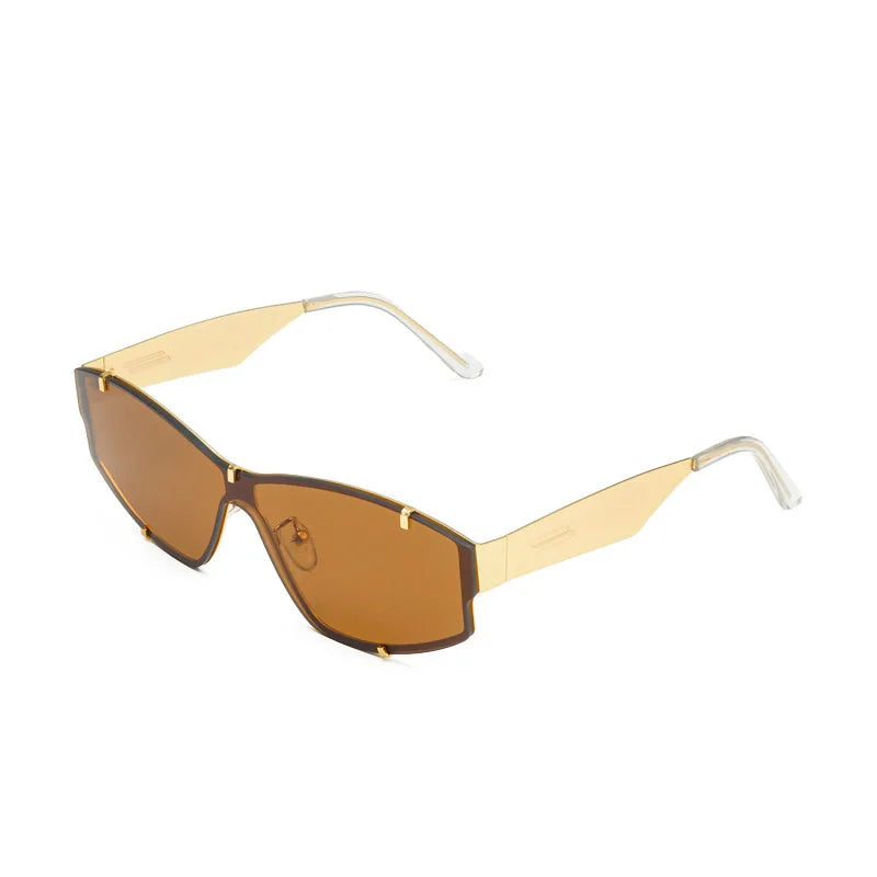 Wholesale Brand Frameless Dazzle Glasses Wholesale Custom Good Price Small Irregular Shaped Mens Plastic and Metal Sunglasses