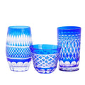 Hand Cut Colored Glasses Sake Whiskey Glass Cup Blue Handcraft Glass Set
