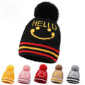 Custom logo Winter Children's Knitted Hat Fleece Thicken Jacquard Kids Beanie Hat With Pom Pom