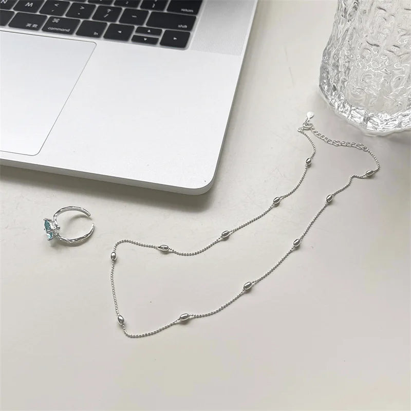 Fine Jewelry Stacking Jewelry 925 Sterling Silver Minimalist Necklace Ball Chain Necklace