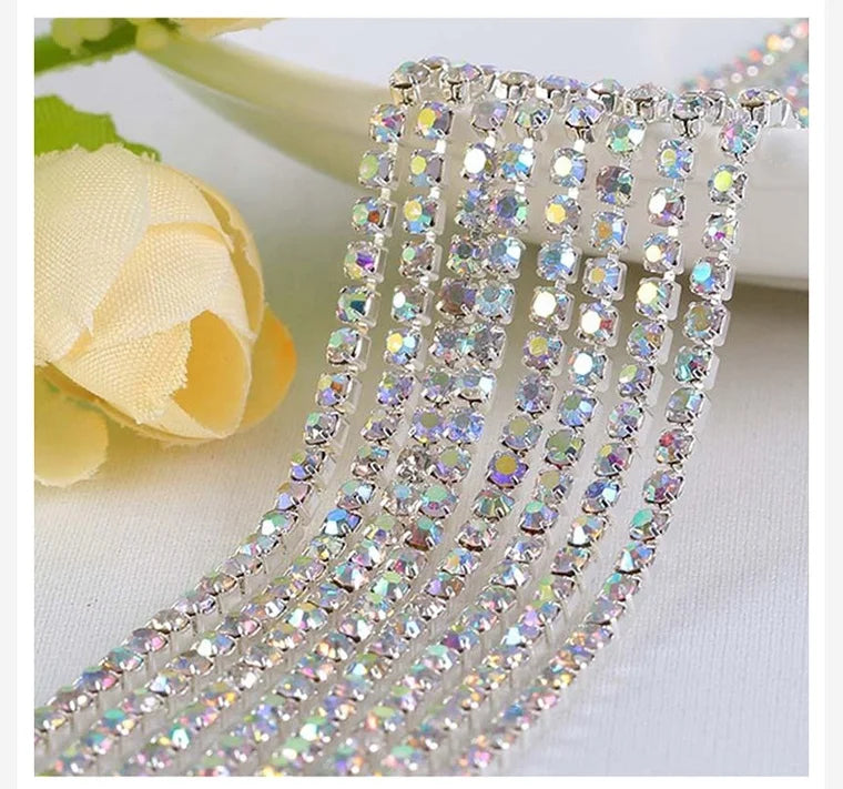 DIY Glitter Trim Cup Chain Accessories Crystal ab Rhinestone Chain Trims Close Strass Rhinestone Jewelry Cup Chain