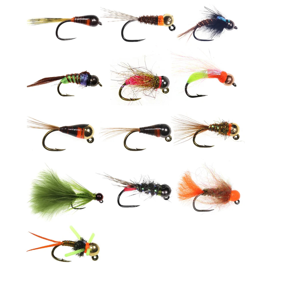 Tungsten Bead Head Euro Nymph Flies Jig Hook Wet Nymph Fishing Fakess Lure for Trout Grayling Panfish Fishing Fly