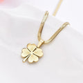Women's Stainless Steel Flat Snake Chain Heart Clover Pendant Necklace Gold Plated Trendy Style Waterproof Christian Wholesale