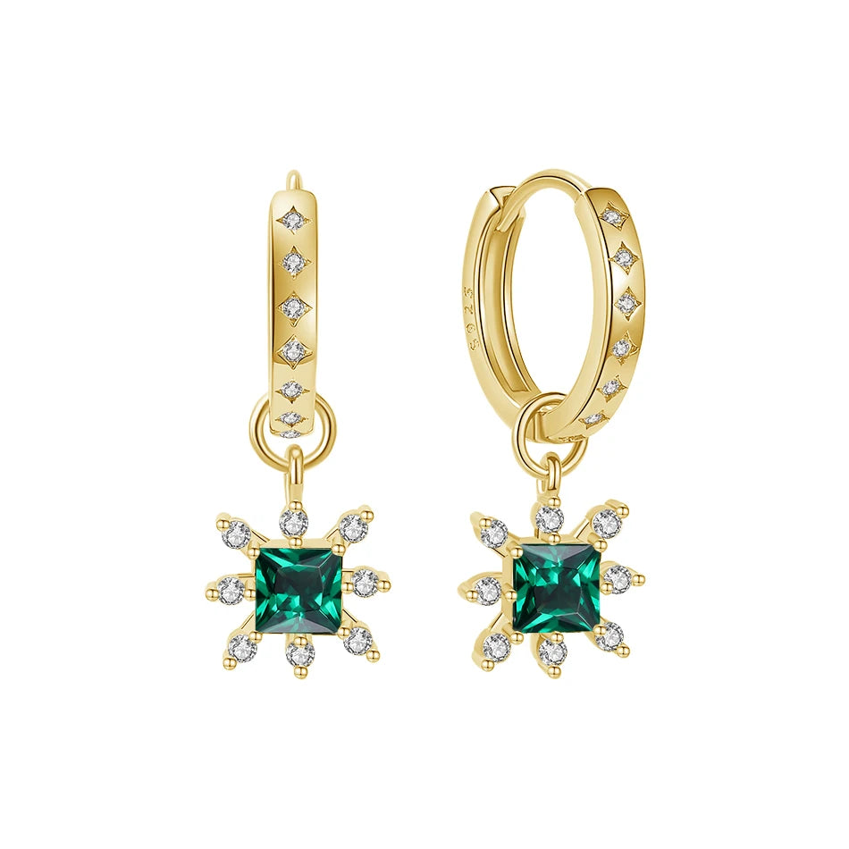 Nagosa 925 Sterling Silver Jewelry Wholesale New 14k Gold Vermeil Green Cz Hoop Earring for Women