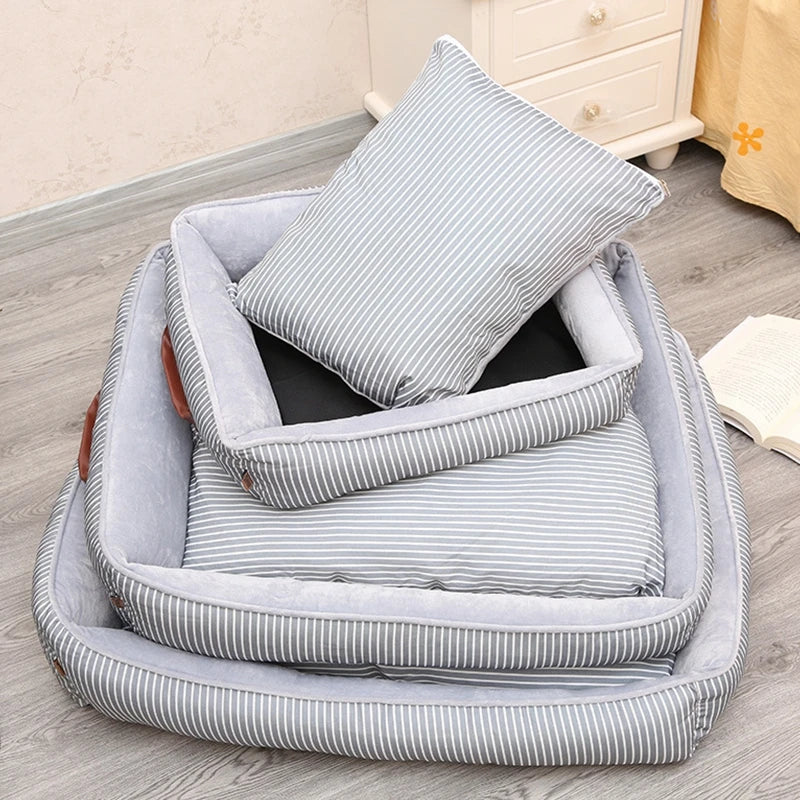 Multi-size Soft Cozy Pet Bed Removable Flannel Square Dog House Durable Luxury Dog Cat Nest Sofa Bed