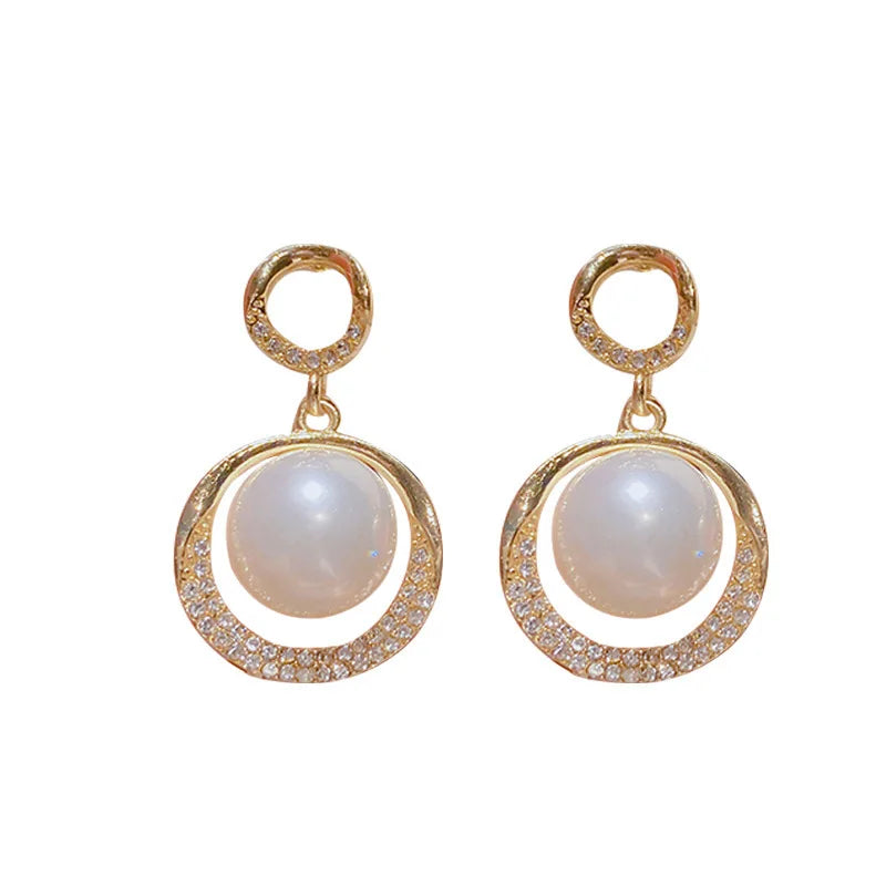 AA01005 Korean Earring Earrings for Women Big Pearl Fashion Love Heart Stud Girls Jewelry Gift