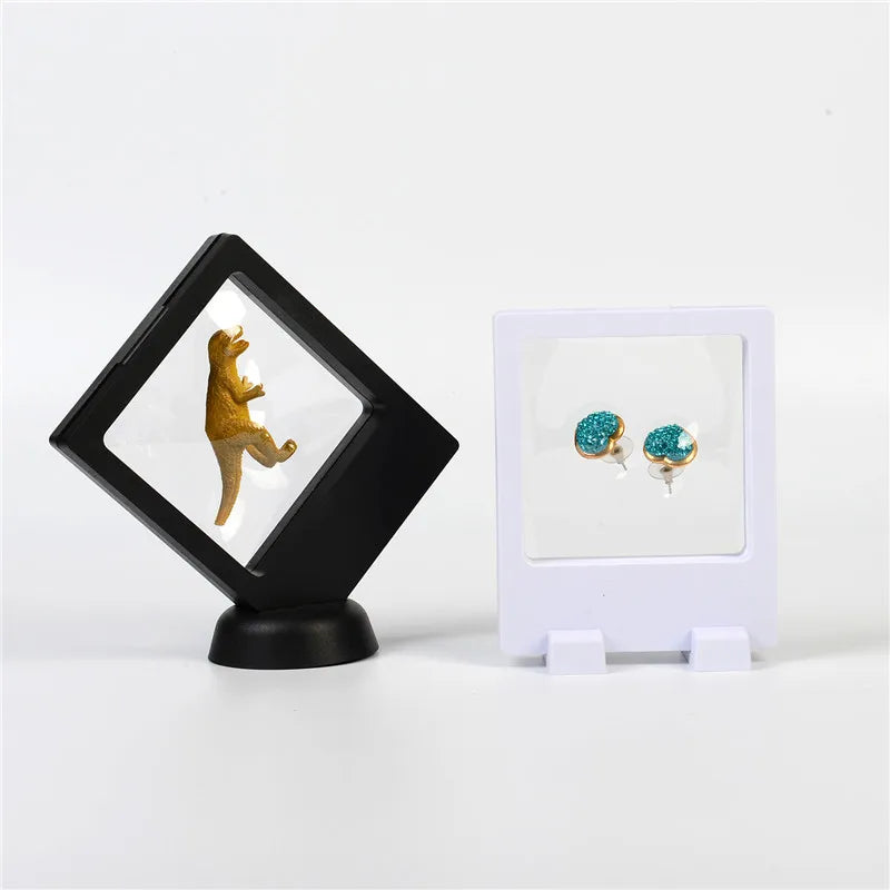 9x11cm Custom Logo Display Box 3D Floating Frame Holder With Stands for Challenge Coins Medallions Jewelry Boxes
