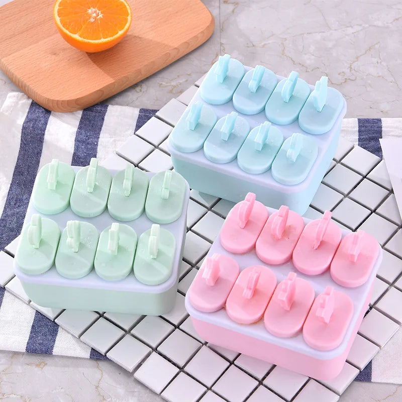 Creative Ice Cream Mold Tool Non-toxic Frozen Ice Block Ice Pop Mold Plastic Popsicle Mold with Stick