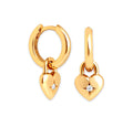 Milskye Custom Timeless Classic Trendy 925 Silver Rhodium Plated 18K Gold Heart Charm Huggies Hoop Earrings-Gift for Party