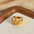 YF3655 Chunky Jewelry Waterproof Non Tarnish 18K Gold Plated Stainless Steel Croissant Bump Screw Finger Rings for Girls MegaBDM