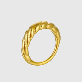 Stainless Steel Rings Men Women 18K Gold Plated Wholesale Jewelry Geometric Signet Twisted Stripe Croissant Rings Engagement